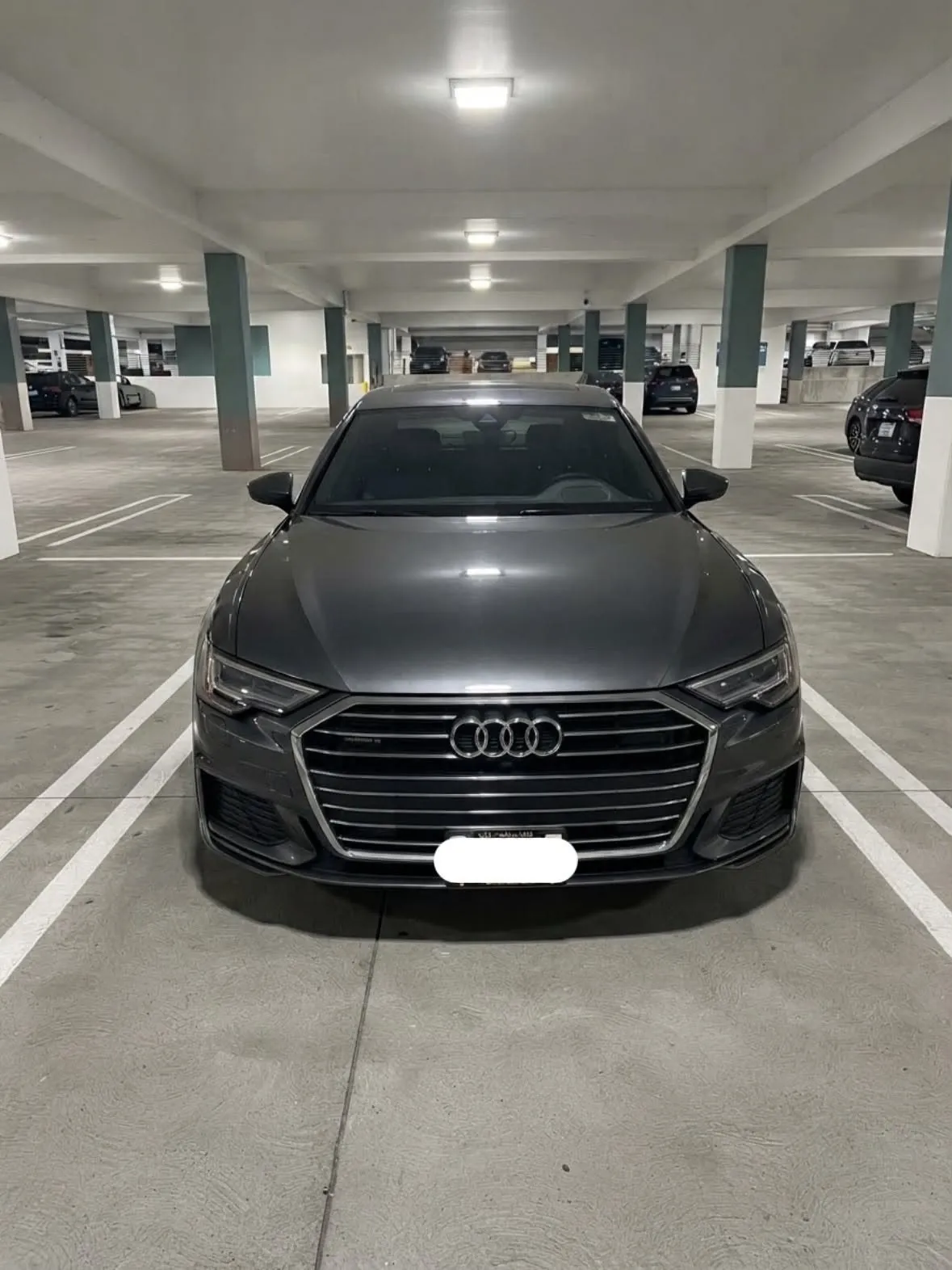 Grey Audi A6, front view